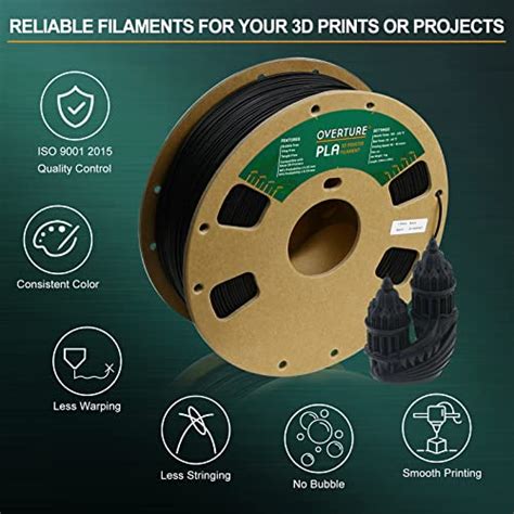 OVERTURE PLA Filament 1.75mm PLA 3D Printer Filament, 1kg Cardboard Spool (2.2lbs), Dimensional ...