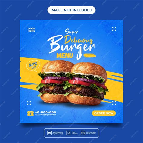 Premium PSD | Delicious burger menu social media post or square flyer ...