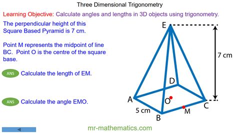 Solving 3D Problems using Trigonometry - Mr-Mathematics.com | Trigonometry, Interactive lesson ...