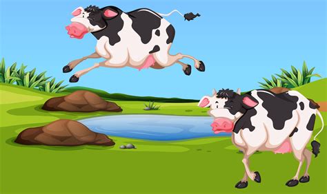 Two cows in the farm 295461 Vector Art at Vecteezy