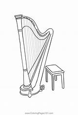 Large Gothic Harp Coloring Page For Kids  Free Printable sketch template