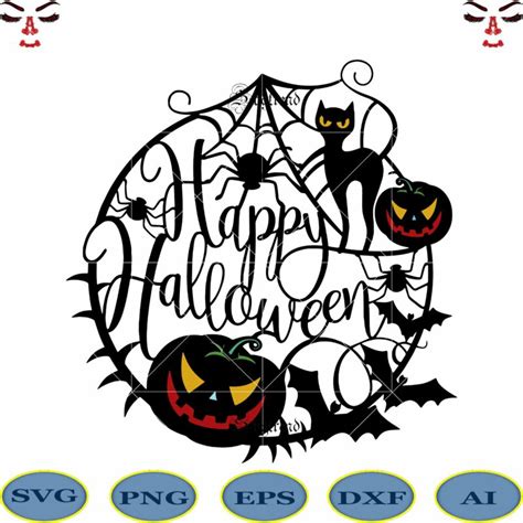 Pumpkins and cats welcome you on Halloween Svg, Happy Halloween logo , Halloween vector, Shadow ...