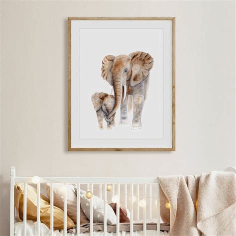 Mom and Baby Elephant Watercolor - Safari Nursery Print | Brett ...