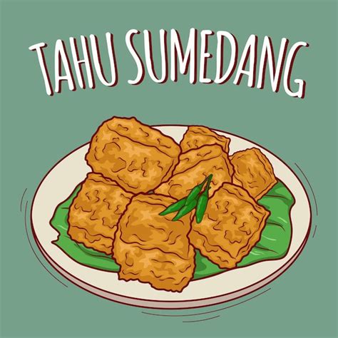 Premium Vector | Tahu sumedang illustration indonesian food with cartoon style