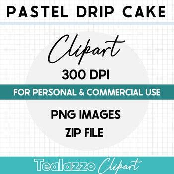 Pastel drip birthday cake clipart SET 3- commercial use by Tealazzo Clipart