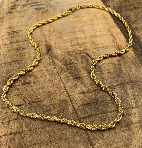 24k Gold Plated Rope Chain Choker/ Necklace Rope Chain | Etsy