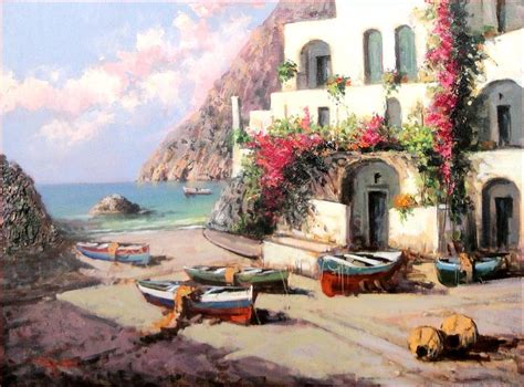 South Italian Beach House Painting by Pasquale Esposito