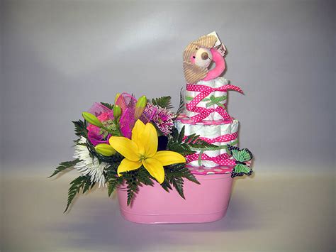 Flower box baby girl basket N27 - Bardou Fleuriste