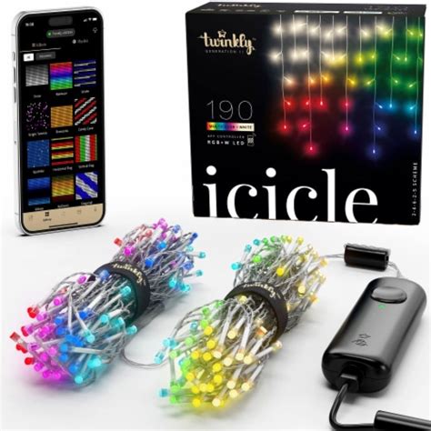 Twinkly Icicle App-Controlled Smart LED Christmas Lights 190 RGB+W (4 ...