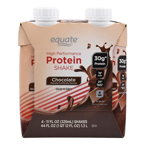 Equate High Performance Protein Shake, Chocolate, 44 Oz, 4 Ct - Walmart.com - Walmart.com