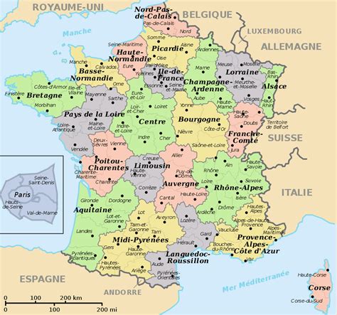 Frankreich Regionen Karte