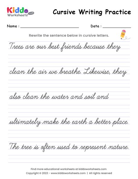 Free Printable Cursive Writing Worksheet 4 - kiddoworksheets