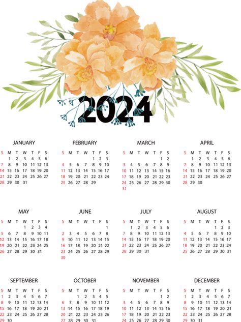 Flower Calendar 2024 Printable - Joice Beatriz