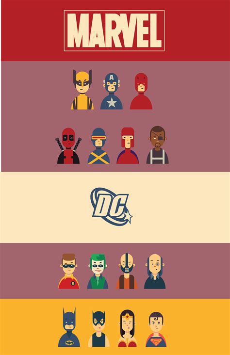 MARVEL & DC - character flat design on Behance | Character flat design ...