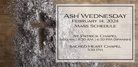 Ash Wednesday Mass Schedule - Sacred Heart School - Est. 1882Sacred ...