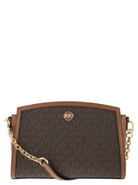 Michael Kors Michael Signature Chantal Large East West Crossbody in Brown | Lyst