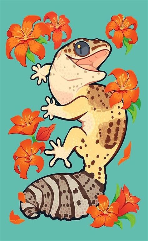 1920x1080px, 1080P free download | Cute Leopard Gecko, cartoon, drawing, leopard gecko, HD phone ...
