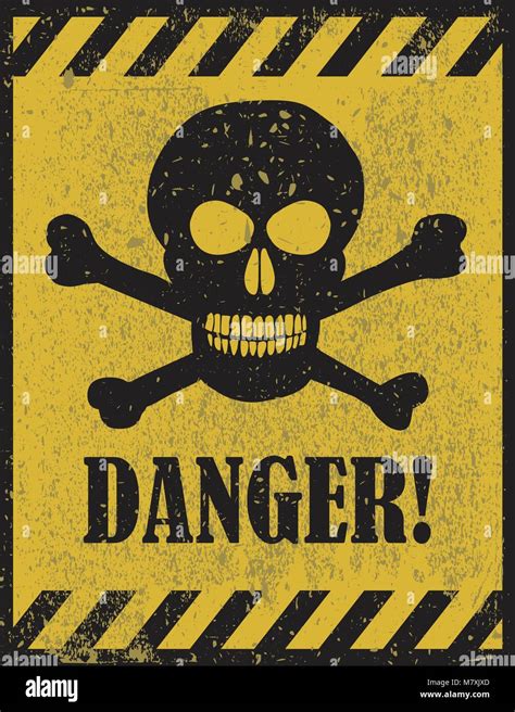 Danger sign with skull symbol. Deadly danger sign, warning sign, danger zone Stock Vector Image ...