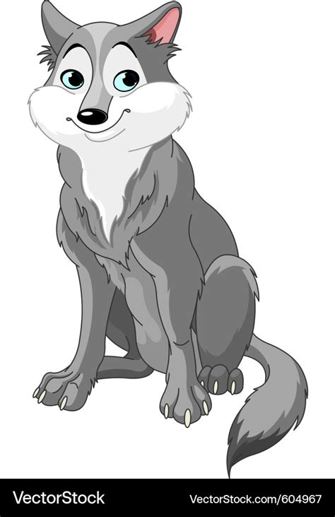 Cute cartoon wolf Royalty Free Vector Image - VectorStock