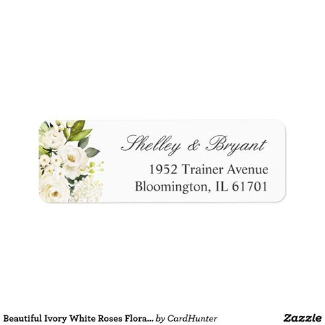 Beautiful Ivory White Roses Floral Return Address Label | Zazzle | Return address labels ...