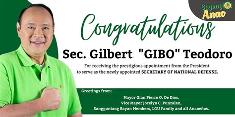 Congratulations! Sec. Gilbert "Gibo" Teodoro