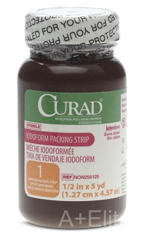 MEDLINE CURAD Iodoform Gauze Packing Strip Sterile 1/2"x5yd Medical Dental Wound Dressing - A ...