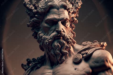 Bust of the god Zeus. Ancient Greek mythology. Antique sculpture. created with ai Stock ...