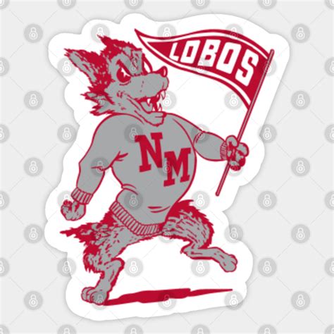 Vintage Looking UNM Lobos Mascot - New Mexico - Sticker | TeePublic