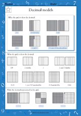 Decimal Models - Math Practice Worksheet (Grade 4) - TeacherVision