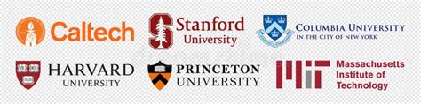 Famous American Universities Logo: Harvard, Princeton, MIT, Caltech, Stanford, Columbia, Vector ...