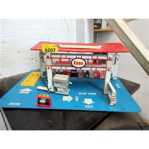 Vintage Folding Gas Station Toy with Handle on Top