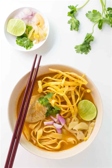 Easy Khao Soi Recipe - Thai Coconut Curry Egg Noodle Soup