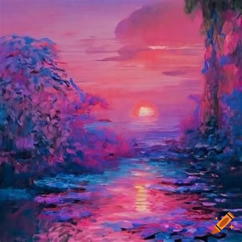 Pink sky painting by monet