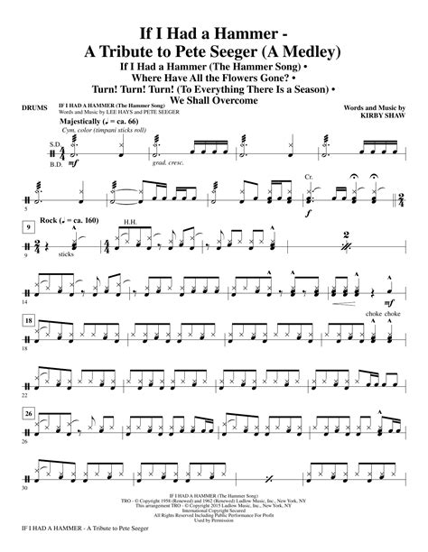 If I Had A Hammer - A Tribute to Pete Seeger - Drums | Sheet Music Direct