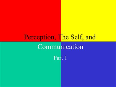 Perception, The Self, and Communication