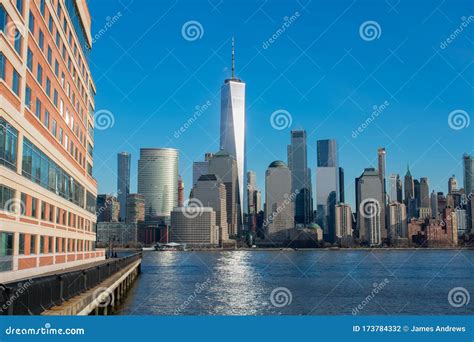 Jersey City Waterfront with the Lower Manhattan New York City Skyline ...