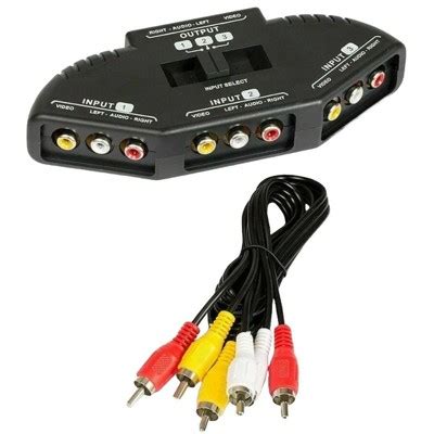 Sanoxy Black 3 Port Av Composite Rca Selector Box Switch Splitter : Target