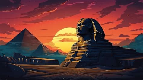 Premium AI Image | Great Sphinx of Giza Poster in the Night with Dark Sky View