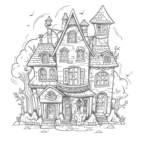 Halloween House Coloring Page Free Coloring Pages Outline Sketch ...