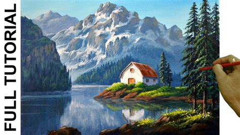 Acrylic Landscape Painting TUTORIAL / White Barn in the Lake / JMLisondra - YouTube | Landscape ...