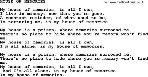 House Of Memories by Merle Haggard - lyrics