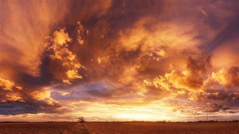 1366x768 Fire Red Sky & Field desktop PC and Mac wallpaper | Sky and ...