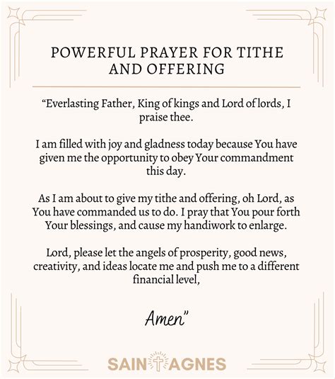 5 Powerful Prayer For Tithes And Offering: Printable Images