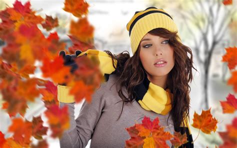 autumn, Fall, Seasons, Fashion, Style, Leaves, Model, Brunette, Face, Eye, Lips, Hat, Trees ...