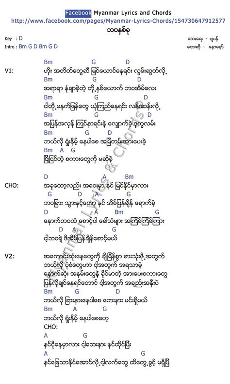 Myanmar Songs Lyrics: Some of Naw Naw's Lyric