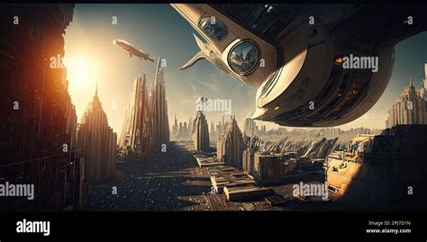 Retro futuristic city Stock Photo - Alamy