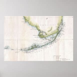 Vintage Florida Keys Map Posters & Prints | Zazzle