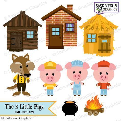 The Three Little Pigs Clip Art Archivo de descarga instantánea Gráficos digitales Ilustraciones ...