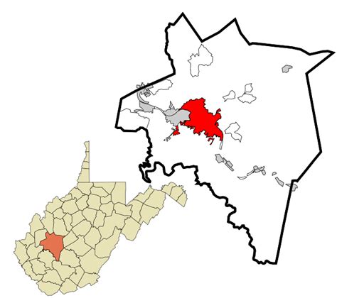 Image: Kanawha County West Virginia incorporated and unincorporated areas Charleston highlighted