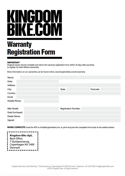 Warranty Form - Kingdom Bikes